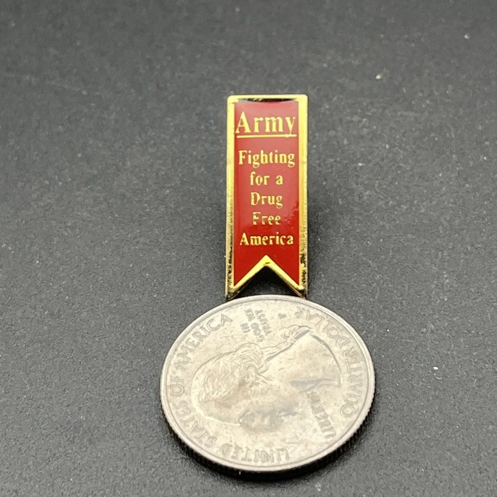 Army Fighting For A‎ Drug Free America Red Ribbon Lapel Hat Pin